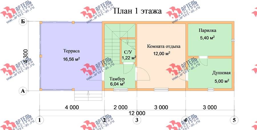 двухэтажный дом из профилированного бруса площадью до 100 кв. м., проект Вариант 7 фотография 3348