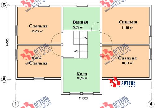 трёхэтажный дом из бруса площадью от 100 до 150 кв. м. с  гаражом, мансардой, проект Вариант 6 М фотография 899