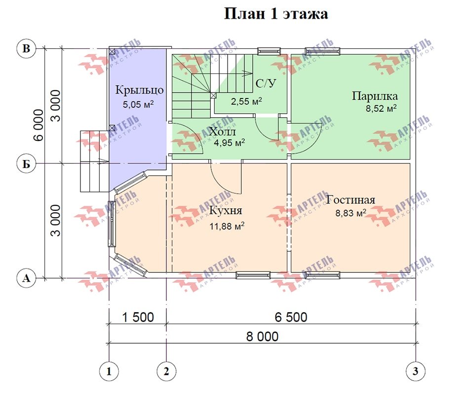 двухэтажный дом из профилированного бруса площадью до 100 кв. м. с  мансардой, эркером, проект Вариант 6.5 Е фотография 4863