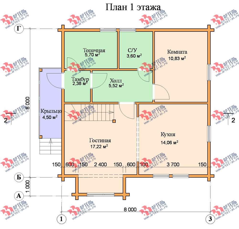 двухэтажный дом из профилированного бруса площадью от 100 до 150 кв. м. с  мансардой, эркером, проект Вариант 8 Т фотография 248