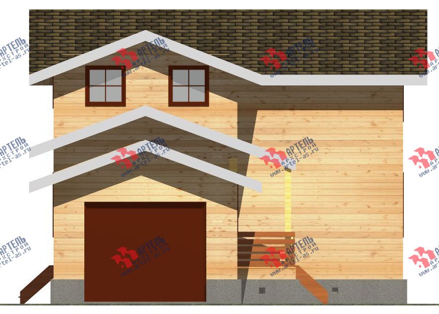 двухэтажный дом из бруса площадью от 150 до 200 кв. м. с  гаражом, мансардой, проект Вариант 8.6 Б фотография 2440