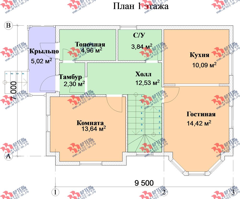 двухэтажный дом из бруса площадью от 100 до 150 кв. м. с  мансардой, эркером, проект Вариант 7 фотография 2804