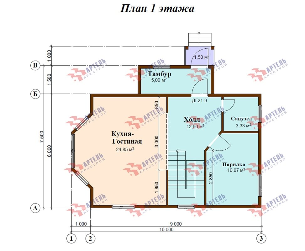 двухэтажный дом из профилированного бруса площадью от 100 до 150 кв. м. с  мансардой, эркером, проект Вариант 6 И фотография 4871