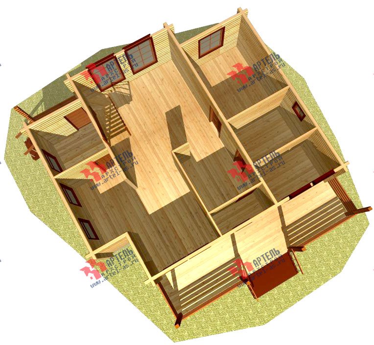 двухэтажный дом из профилированного бруса площадью от 150 до 200 кв. м., проект Вариант 9 О фотография 366