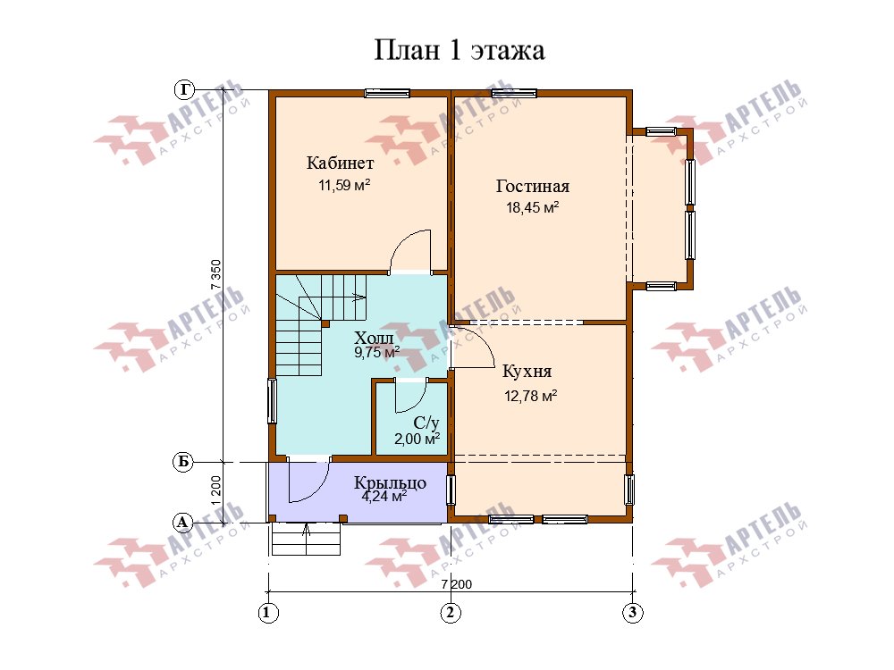 двухэтажный дом из профилированного бруса площадью от 100 до 150 кв. м. с  мансардой, эркером, проект Вариант 7.3 К фотография 5883