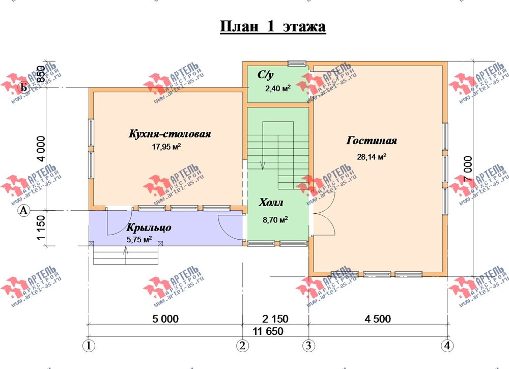 двухэтажный дом из бруса площадью до 100 кв. м. с  мансардой, проект Вариант 7 Л фотография 2167