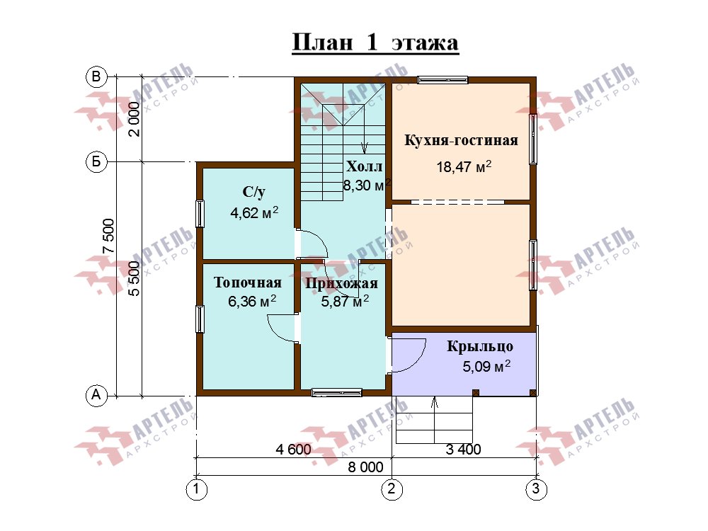 двухэтажный дом из профилированного бруса площадью до 100 кв. м. с  балконом, мансардой, проект Вариант 7.5 Д фотография 5762