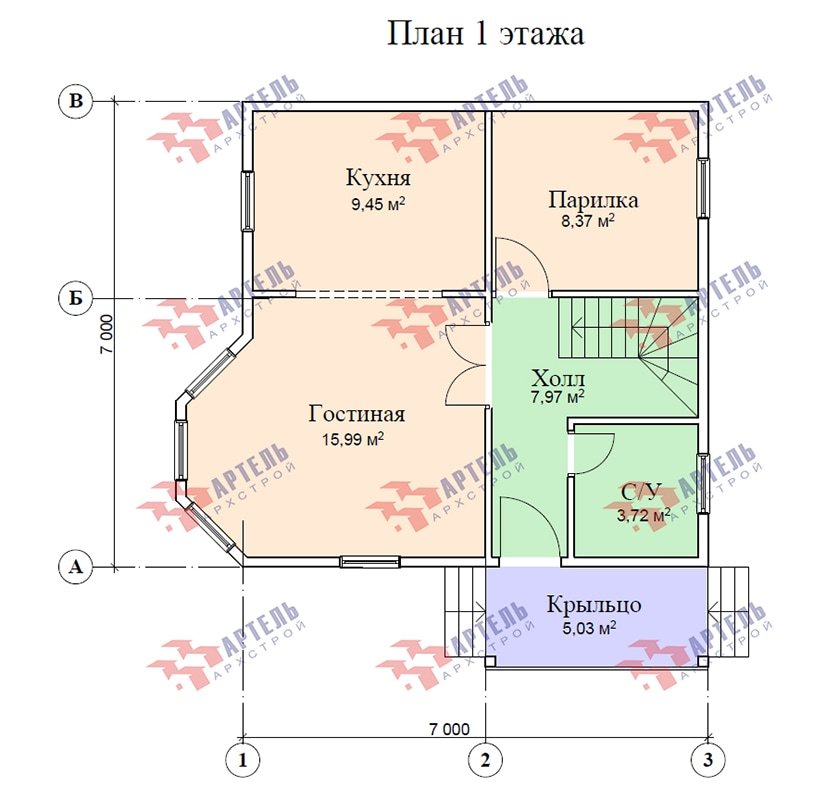 двухэтажный дом из профилированного бруса площадью до 100 кв. м. с  мансардой, эркером, проект Вариант 7 Е-1 фотография 4866