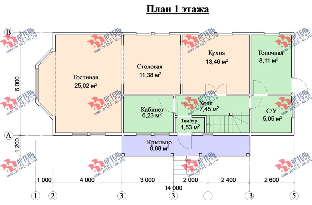 двухэтажный дом из бруса площадью от 150 до 200 кв. м. с  балконом, проект Вариант 6 О-1 фотография 2280