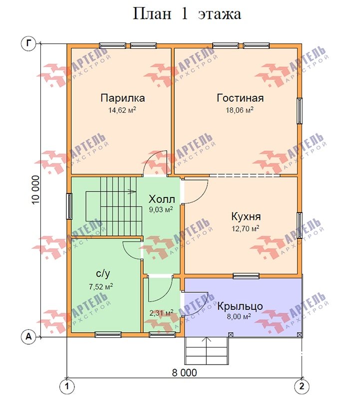 двухэтажный дом из профилированного бруса площадью от 100 до 150 кв. м. с  балконом, мансардой, проект Вариант 8 К фотография 4875