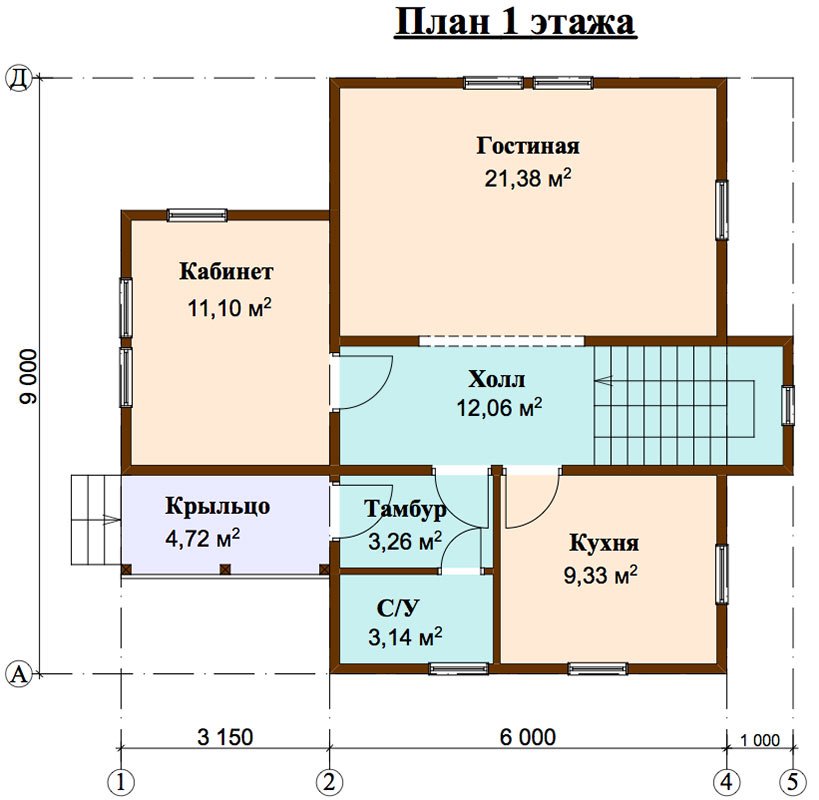 двухэтажный дом из профилированного бруса площадью от 100 до 150 кв. м. с  мансардой, эркером, проект Вариант 9 А фотография 4488