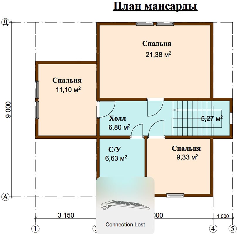 двухэтажный дом из профилированного бруса площадью от 100 до 150 кв. м. с  мансардой, эркером, проект Вариант 9 А фотография 4489