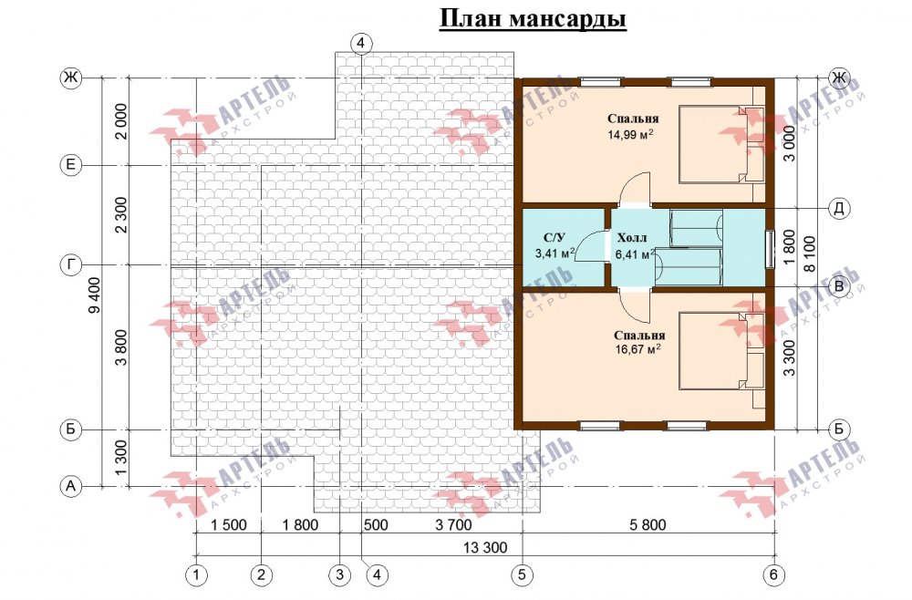 двухэтажный дом из профилированного бруса площадью от 100 до 150 кв. м., проект Вариант 13.3 А фотография 5236