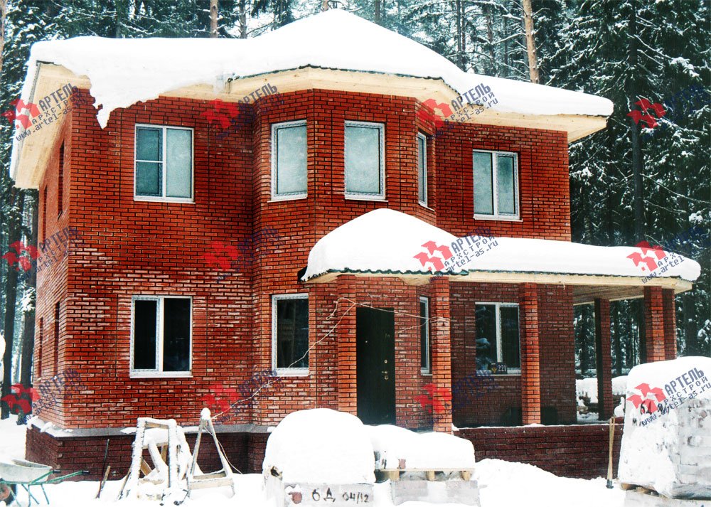 дом омбинированные дома построенный по проекту Вариант 10,6К Камень и Комбинированный фотография 6283